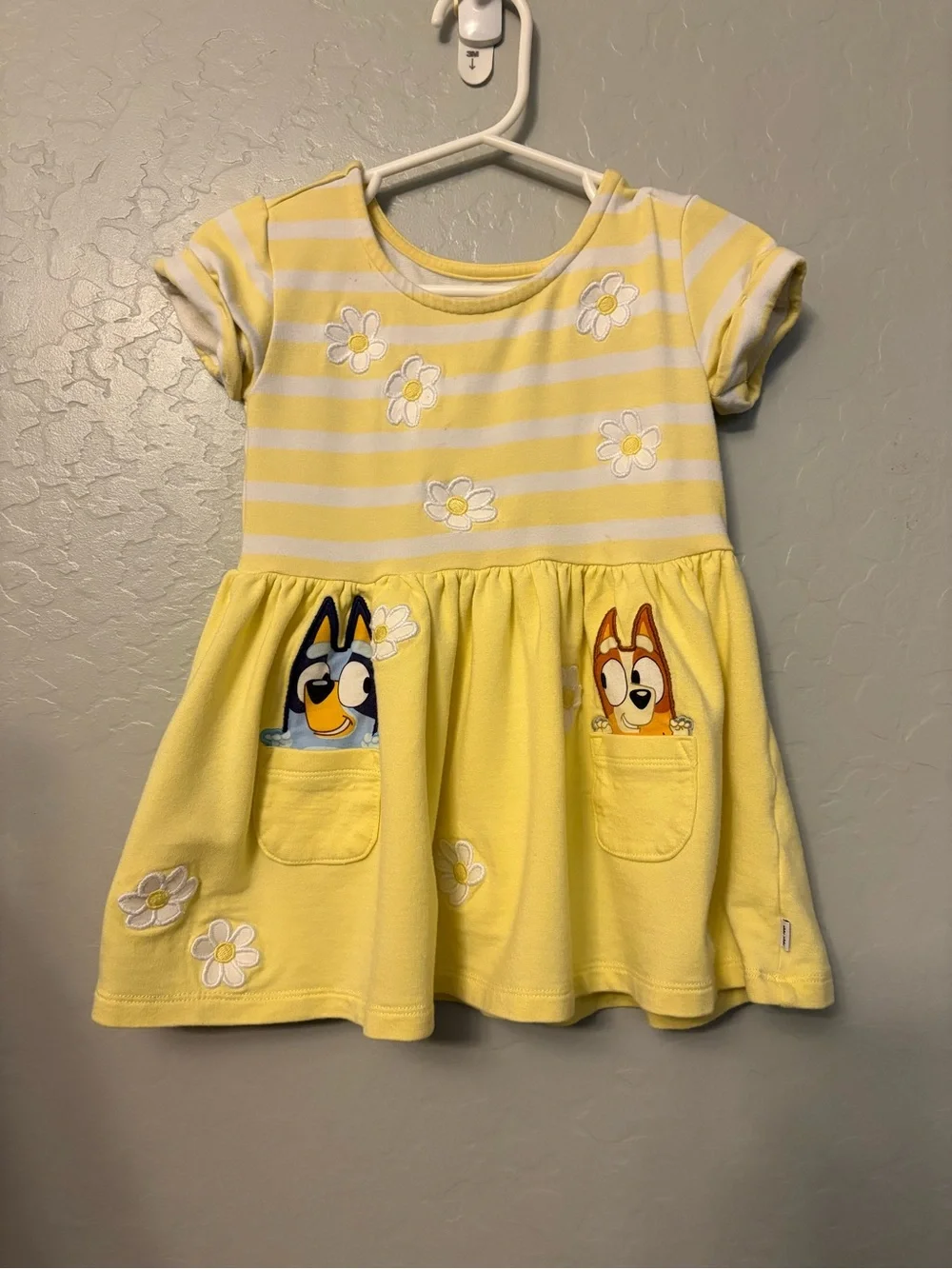 Little sleepies bluey garden games yellow flower patch pocket dress 6-12 months